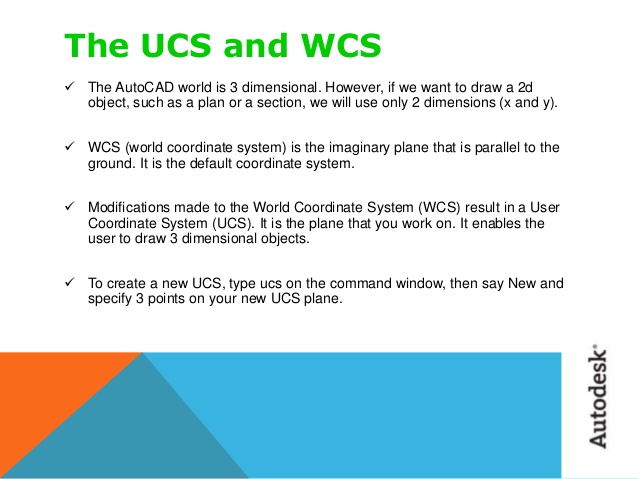 Difference between ucs and wcs in autocad 2016